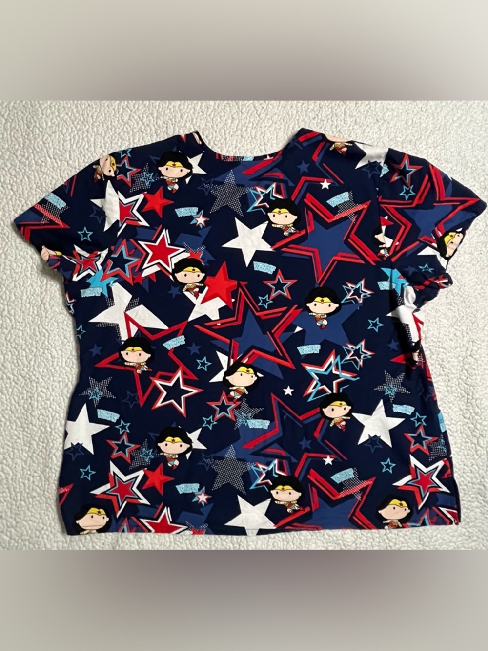 DC Comics Wonder Woman Mock Wrap Scrup Top - Picture 8 of 10